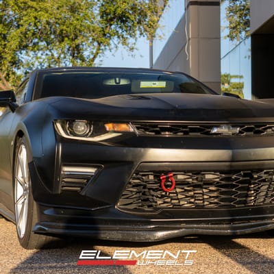Staggered 20 Inch Variant Argon in Silver With Machined face on a 2016 Chevrolet Camaro SS
