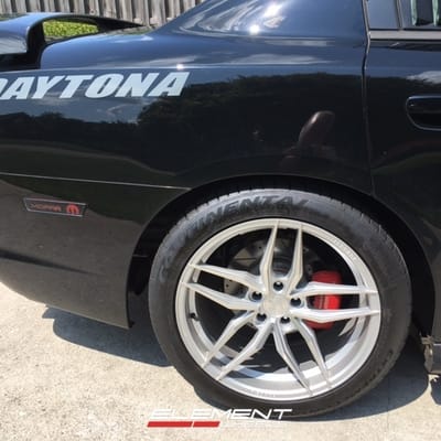 20 inch Staggered Ferrada FR5 in Machine Silver on a 2013 Charger Daytona