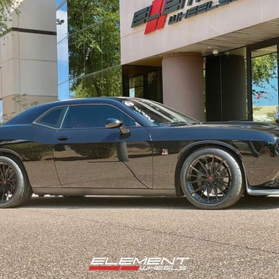 20 inch Staggered Variant Rian in Gloss Black  on a 2023 Dodge Challenger