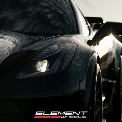 19/20 Double Staggered Variant Radon Gloss Piano Black on a Chevrolet Corvette C7 Grand Sport