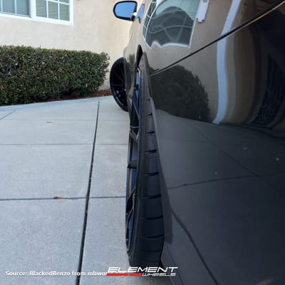 20 inch staggered Black Di Forza BM12 Matte Black Wheels on 2016 Mercedes C Class C300 w/ Specs
