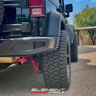20 inch Force Off-Road F50 in Gloss Black w/ Red Milled on a 2018 Jeep Wrangler JK