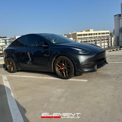 20 inch Rohana RFX11 in Brushed Bronze on a 2024 Tesla Model Y Performance