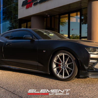 Staggered 20 Inch Variant Argon in Silver With Machined face on a 2016 Chevrolet Camaro SS
