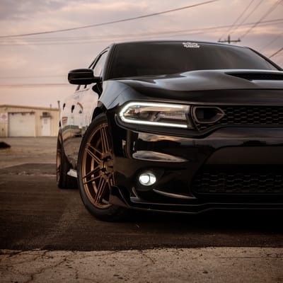 Staggered 20 inch Ferrada Forge-8 FR6 in Matte Bronze on a 2021 Dodge Charger