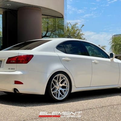 19 Inch Staggered MRR GF9 in Machine Silver on a 2006 Lexus IS350