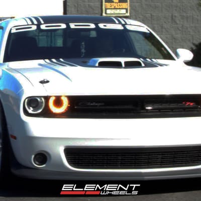 20 Inch Staggered Ferrada FR2 in Machine Silver on a 2019 Dodge Challenger