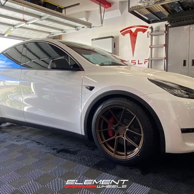 20 inch Ferrada Forge-8 FR8 Matte Bronze on a 2020 Tesla Model Y Long Range AWD