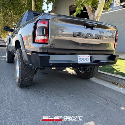 18 inch KMC KM447 Impact Forged Monoblock in Raw Machined on a 2021 Dodge Ram 1500 TRX