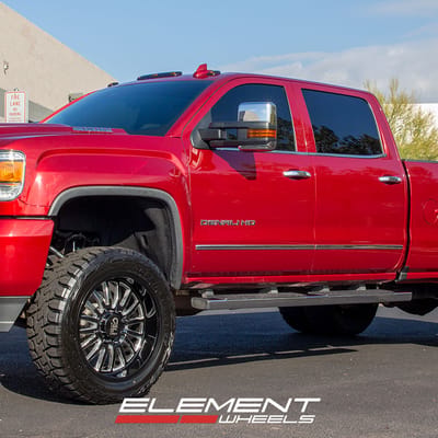 22" Cali Off-Road Summit 9110 Gloss Black w/ Milled Spokes on a 2018 GMC Sierra Denali HD Dually
