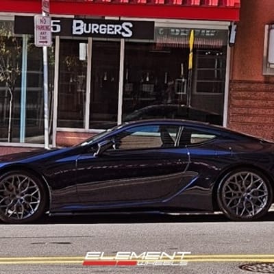 Staggered 21 inch Vossen HF-2 in Gloss Anthracite on a 2018 Lexus LC500