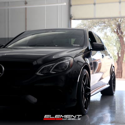 19 inch Staggered Variant Xenon Satin Black on a 2014 Mercedes Benz E63 AMG