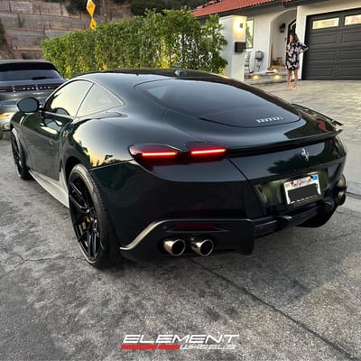 Double Staggered 20/21 inch Avant Garde M580R in Gloss Black on a 2022 Ferrari Roma
