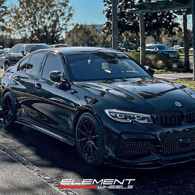 Staggered 19 Inch Variant Aure in Gloss Black on a 2020 BMW 330i