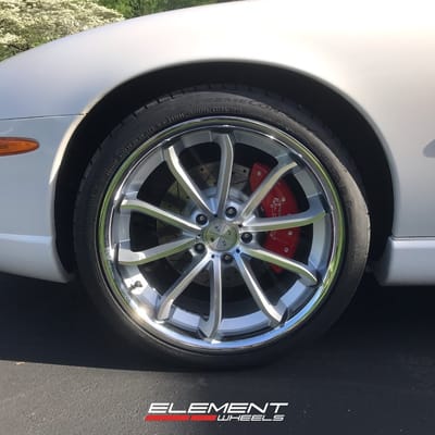 20 Inch Staggered Black Diamond BD-23 in Gloss Silver w/ Machined Lip on a 2006 Jaguar XK8