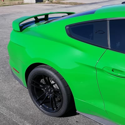Staggered 19 inch P51 101RF in Gloss Black on a 2019 Ford Mustang