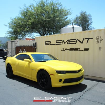 Staggered 20 Inch Curva Concepts C46 in Gloss Black on 2014 Chevy Camaro RS