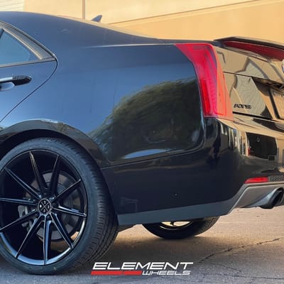 Staggered 19 inch Blaque Diamond BD-11 in Gloss Black on a 2014 Cadillac ATS Sedan