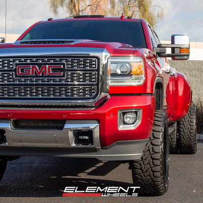 22" Cali Off-Road Summit 9110 Gloss Black w/ Milled Spokes on a 2018 GMC Sierra Denali HD Dually