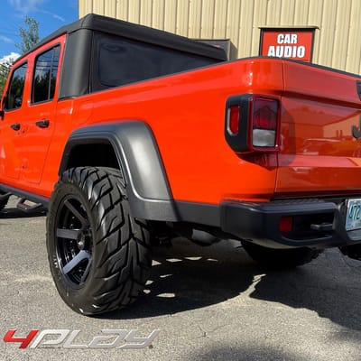 22x10 4PLAY Wheels 4P60 Brushed Black on 2-3in Leveled Jeep Gladiator