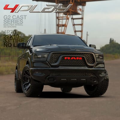 22x10 4Play 4P70 Brushed Black on Ram 1500 (Stock Height)