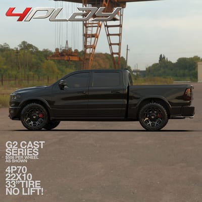 22x10 4Play 4P70 Brushed Black on Ram 1500 (Stock Height)