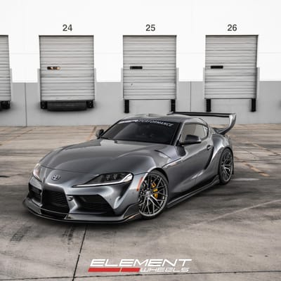 Staggered 20 Inch Avant Garde M520R in Dark Graphite Metallic on a 2020 Toyota Supra