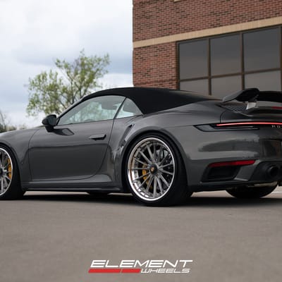 21/22 Double Staggered Variant NTZ-3P Brushed Titanium w/ Polished Lip on a 2024 911 Porsche Turbo S w/ Carbon Ceramic Brakes (Centerlock)