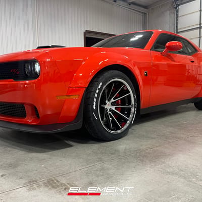 20 inch Ferrada CM2 in Gloss Black Machined w/ Chrome Lip on a 2022 Dodge Challenger (Factory Widebody)