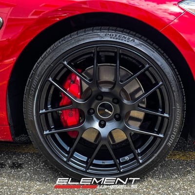 19 inch Enkei Raijin in Matte Black on a 2019 Genesis G70
