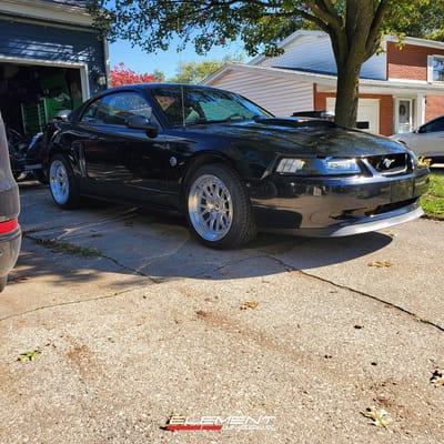 18 inch Staggered Aodhan DS06 in Silver w/ Machined Face on a 2004 Ford Mustang