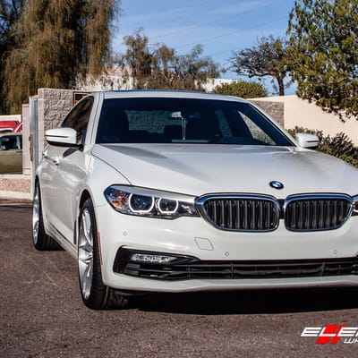 20 inch Variant Krypton Full Brushed Silver w/ Red Caps on 2017 BMW 530i