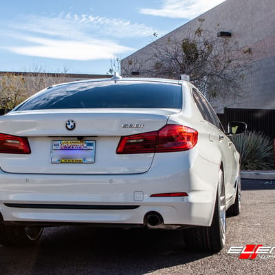 20 inch Variant Krypton Full Brushed Silver w/ Red Caps on 2017 BMW 530i