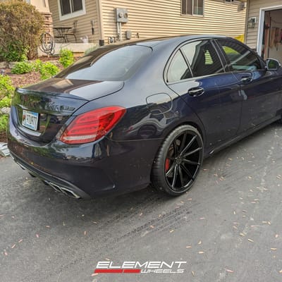 20 inch Staggered Blaque Diamond BD-11 Gloss Black on a 2016 Mercedes Benz C63 AMG
