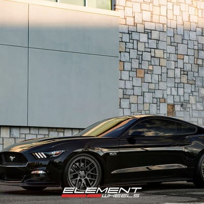 20 inch Staggered Velgen VMB7 Matte Gunmetal on 2015 Ford Mustang GT w/ Specs