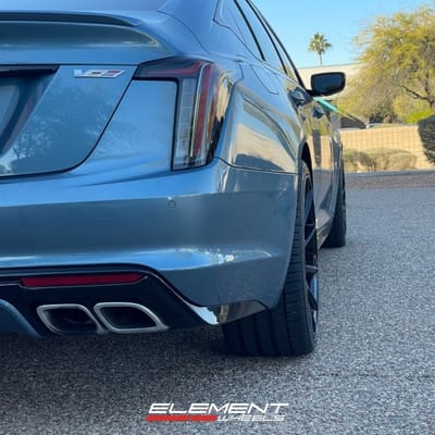 20 inch Staggered Savini Black Di Forza BM15 Gloss Black w/ Double Dark Tint on a 2023 Cadillac CT5-V