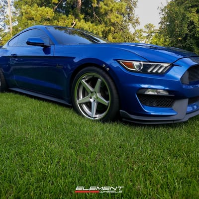 20 inch Staggered Ferrada FR3 in Machine Silver on a 2017 Ford Mustang GT