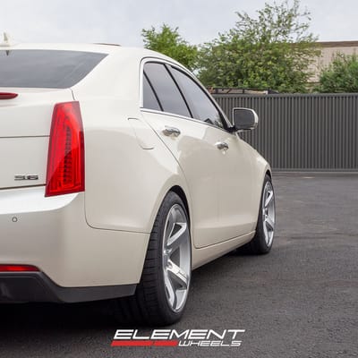 18 inch Staggered MRR VP5 Gloss Silver Machined on a 2014 Cadillac ATS Premium RWD