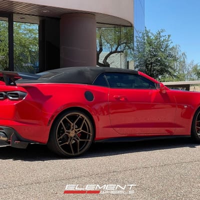 Staggered 22 inch Rohana RFX11 in Brushed Bronze on a 2019 Chevrolet Camaro