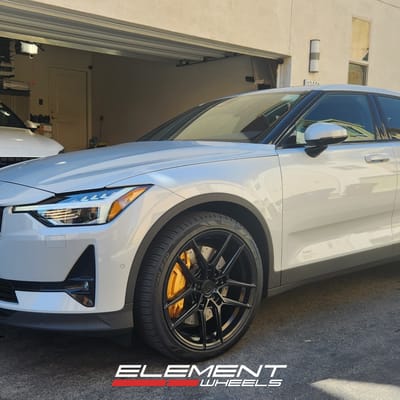 20 inch Variant Helium Semi-Gloss Black on a 2021 Polestar 2