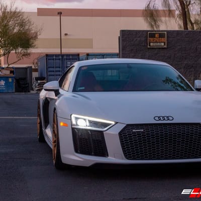 20/21 Double Staggered Brixton Forged RF10 600 Brushed Olympic on a 2017 Audi R8 V10