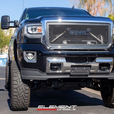 20 inch Mayhem Tripwire 8110BM Gloss Black w/ Milled Spokes on a 2015 GMC Sierra Denali 2500