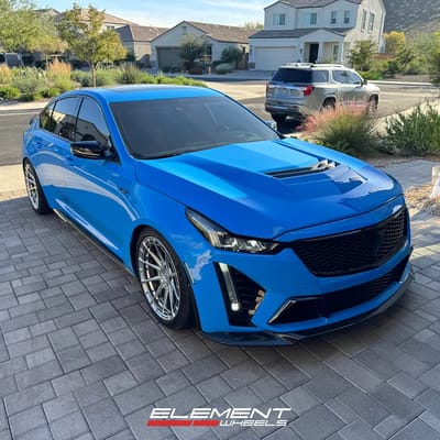 Staggered 19 inch Variant Aure in Fully Polished on a 2022 Cadillac CT5-V Blackwing
