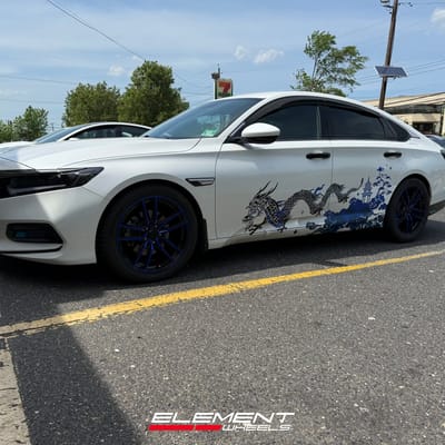 19 inch Konig Myth in Gloss Black w/ Blue Tinted Clear Coat on a 2018 Honda Accord