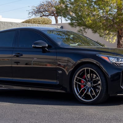 20 inch Staggered Variant Krypton Super Black Chrome on a 2018 Kia Stinger GT2 RWD