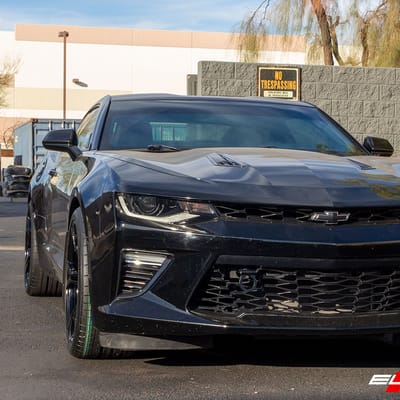 20 inch Staggered MRR M017 Camaro 1LE Replica Wheels Gloss Black on a 2018 Chevrolet Camaro 2SS