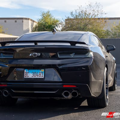 20 inch Staggered MRR M017 Camaro 1LE Replica Wheels Gloss Black on a 2018 Chevrolet Camaro 2SS