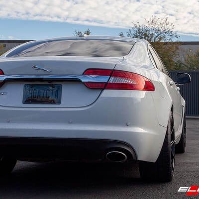 20 inch Staggered Verde V99 Axis Satin Black on a 2020 Jaguar XF 2.0 RWD