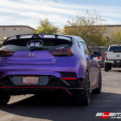 19 inch Variant Radon Gloss Piano Black on a 2019 Hyundai Veloster N