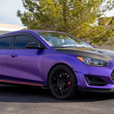 19 inch Variant Radon Gloss Piano Black on a 2019 Hyundai Veloster N